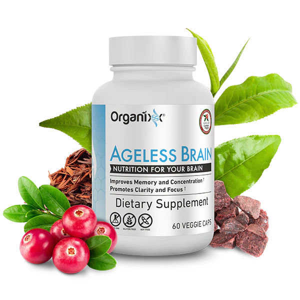 Ageless Brain nutrition supplement, brain health support, supports mental awareness, aids cognitive health, improves memory and concentration, improves clarity and focus